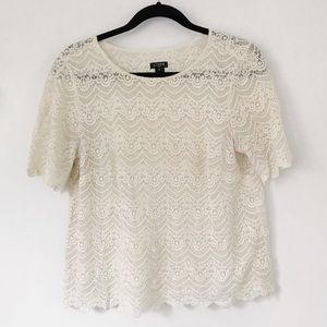 J. Crew Lace Scalloped Hem Top